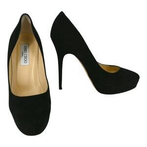 Jimmy Choo Black Suede Closed Toe Platform High Heel Pumps Size 39